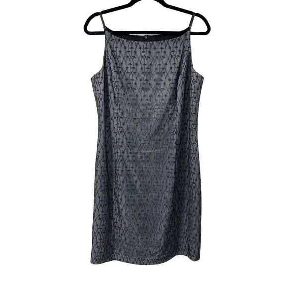 Jones New York Silver Black Lace Overlay Y2K 90’s Vintage Mini Dress Women’s 14 - Picture 1 of 8
